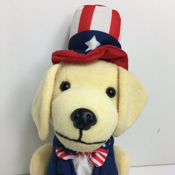 Raising Canes Chicken Push Puppy Dog 4th Of July Stars Stripes Red White Blue 7" - Picture 5 of 12